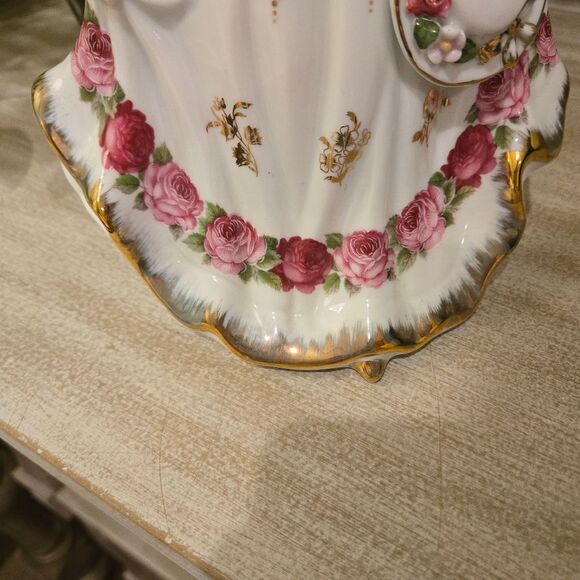 Elegant Figurine with Floral Gold Trimmed Dress, 8 Inches - Picture 5 of 11